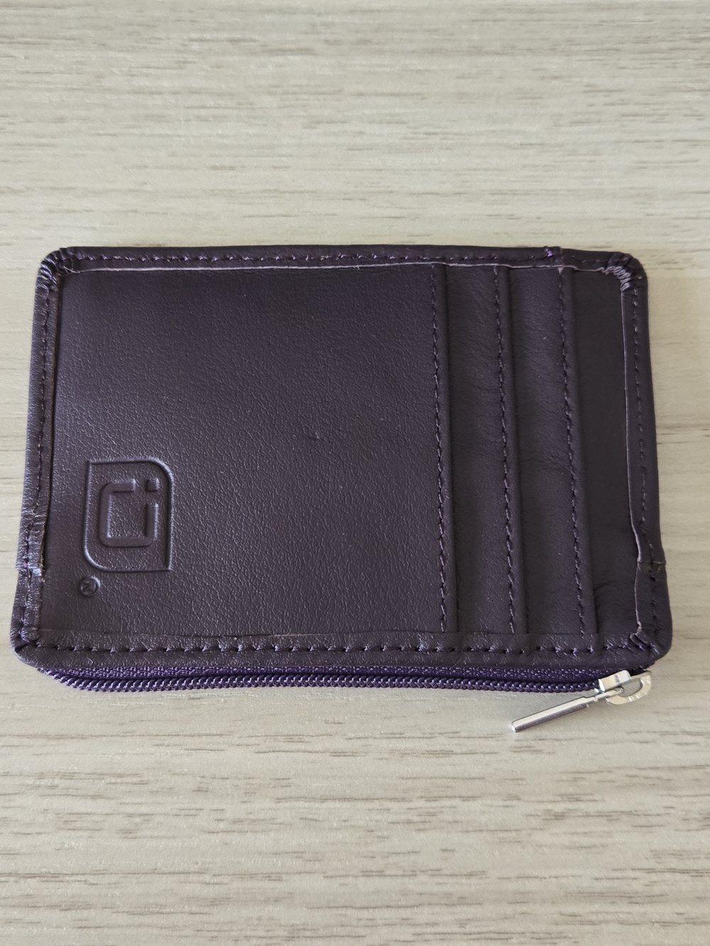 Identity Stronghold RFID Blocking Leather Card Holder Wallet Purple Zip NEW